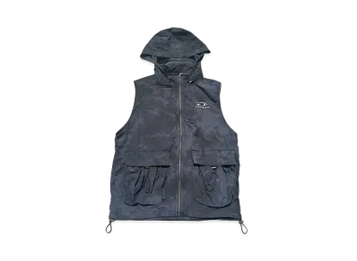 9090 Tie dye Hooded Nylon Vest "BLACK"