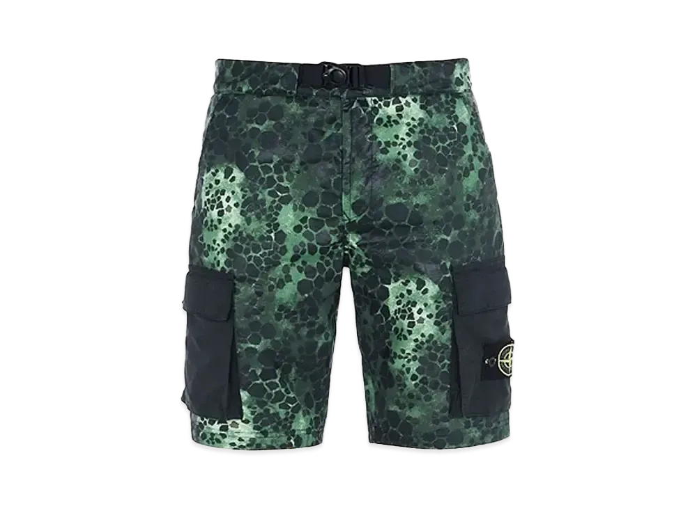 Stone Island Alligator Camo Cotton - Nylon Shorts "Green"
