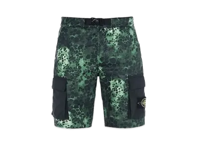 Stone Island Alligator Camo Cotton - Nylon Shorts "Green"