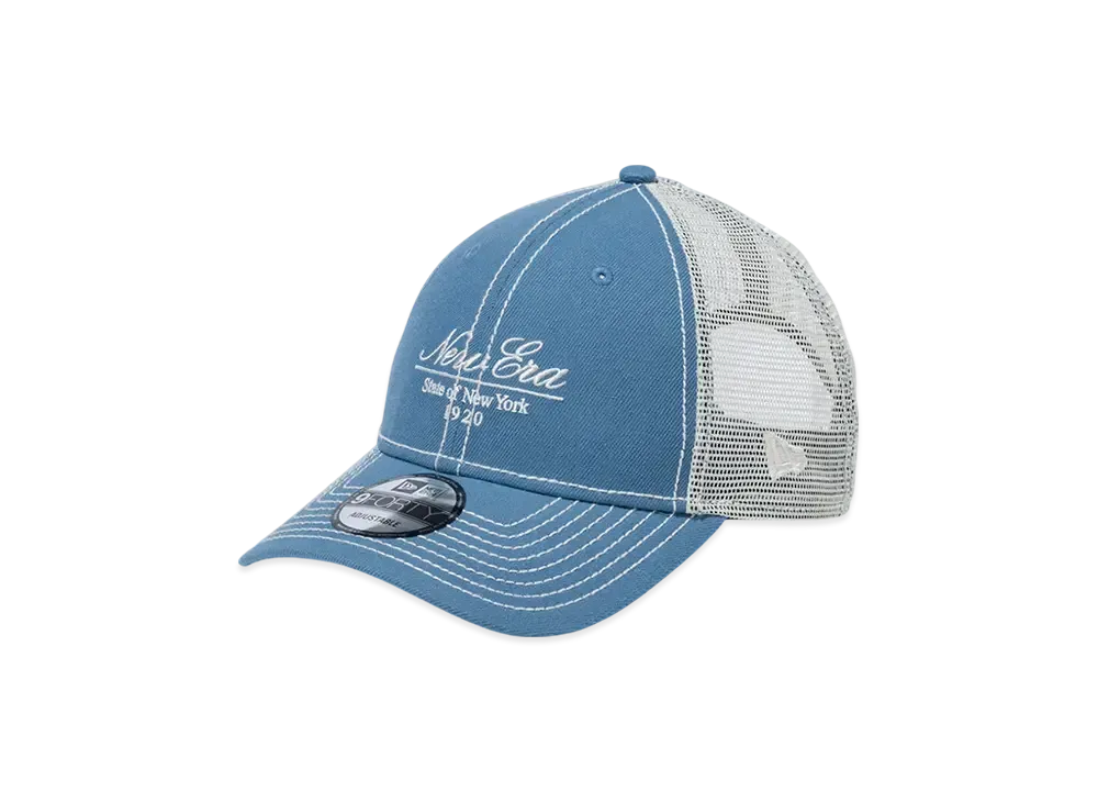 NEW ERA 9Forty Tracker Script Logo "Faded Blue/Chrome Mesh"