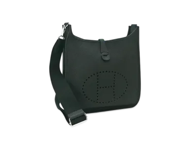 Hermes Evelyne 3 PM 29 Shoulder Bag in Taurillon Clemence with Silver-Tone Hardware "Noir"