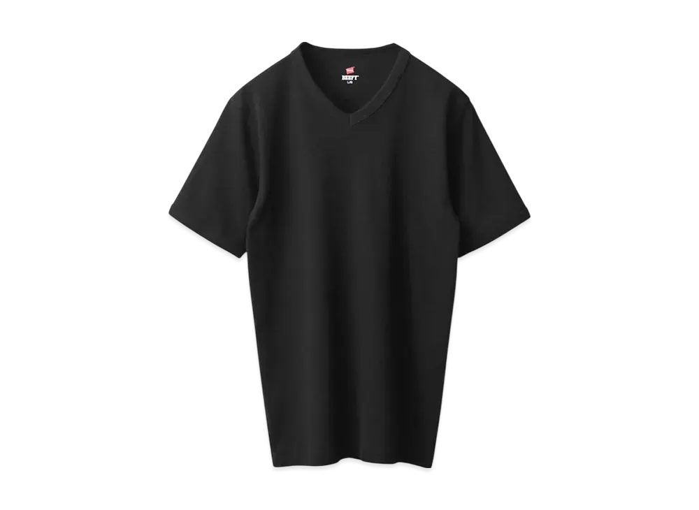 Hanes BEEFY Rib V-neck T-shirt "Black"
