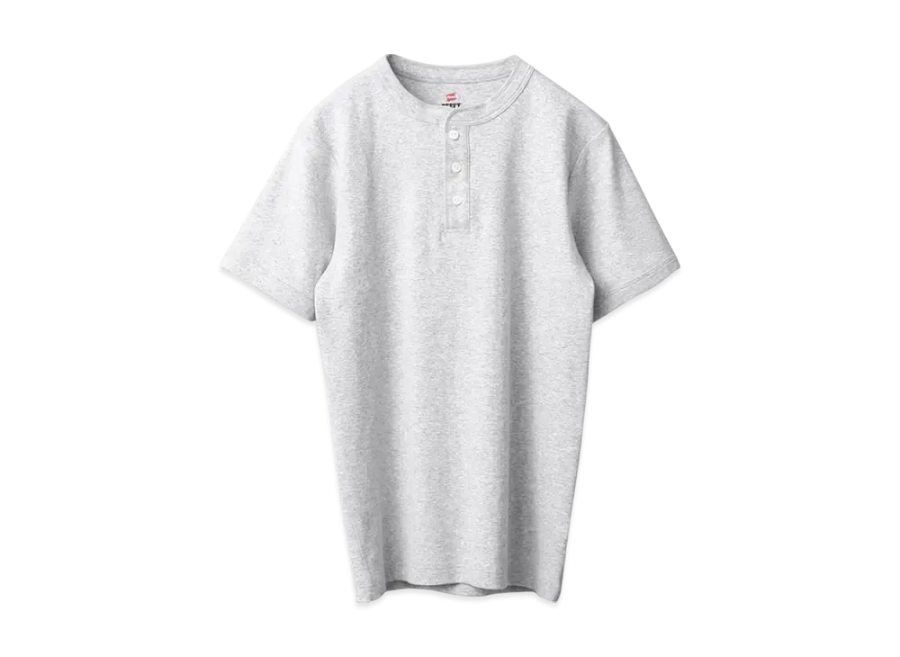 Hanes BEEFY Rib Henleyneck T-shirt "Heather Gray"