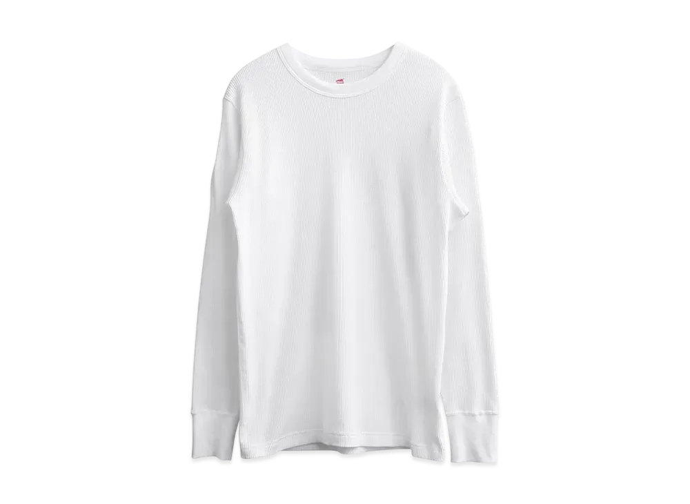 Hanes BEEFY Thermal Crew Neck Long Sleeve T-Shirt "White"