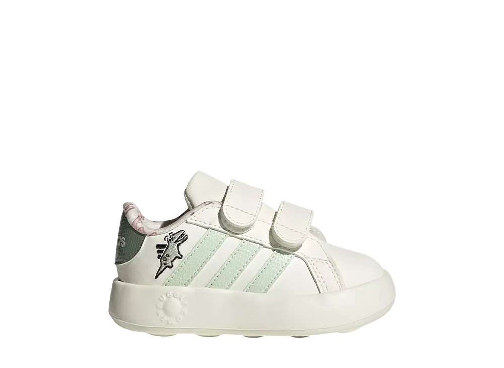 アディダス TD ディノ グランドコート2.0 "オフホワイト/リネングリーン/シルバーグリーン" (キッズ)