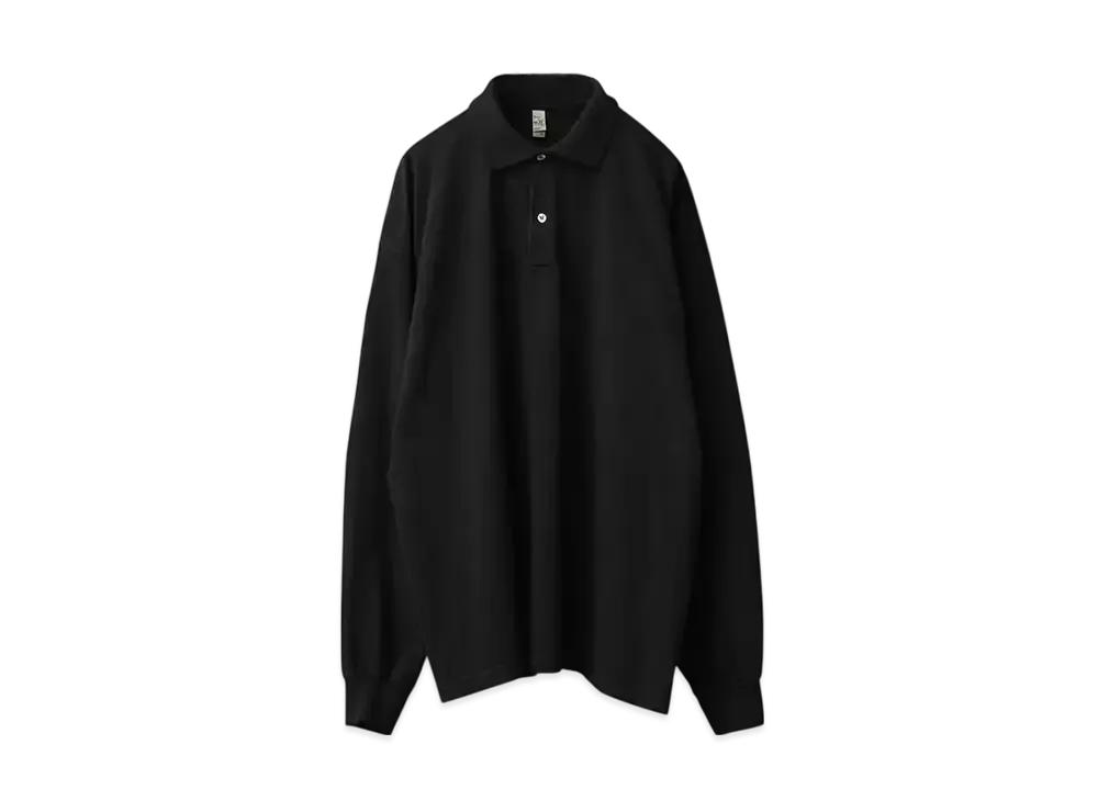 Los Angeles Apparel Garment Dye Long Sleeve Polo Shirt "Black"