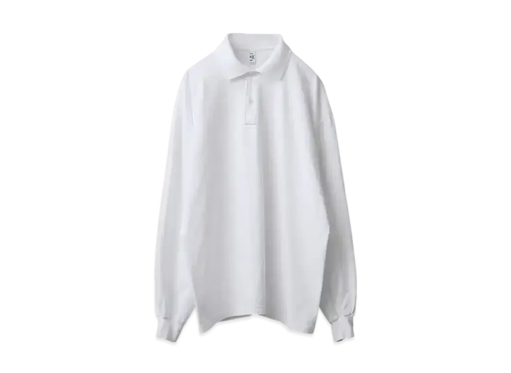 Los Angeles Apparel Garment Dye Long Sleeve Polo Shirt "Off White"