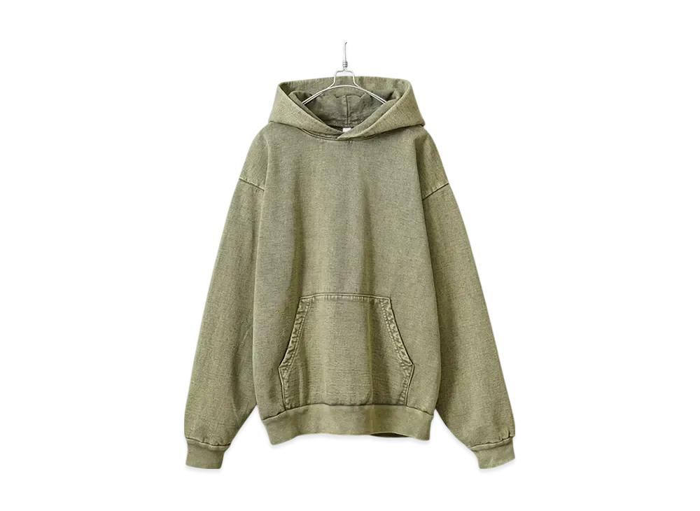 Los Angeles Apparel 14oz Mineral Wash Heavy Fleece Pullover Hoodie Sweat Parka "Matcha"