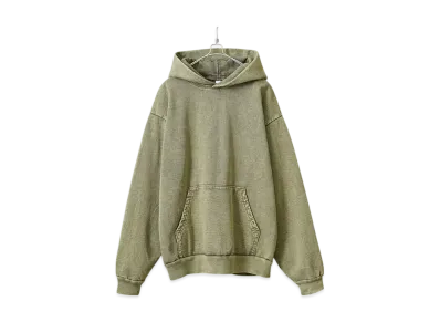 Los Angeles Apparel 14oz Mineral Wash Heavy Fleece Pullover Hoodie Sweat Parka "Matcha"