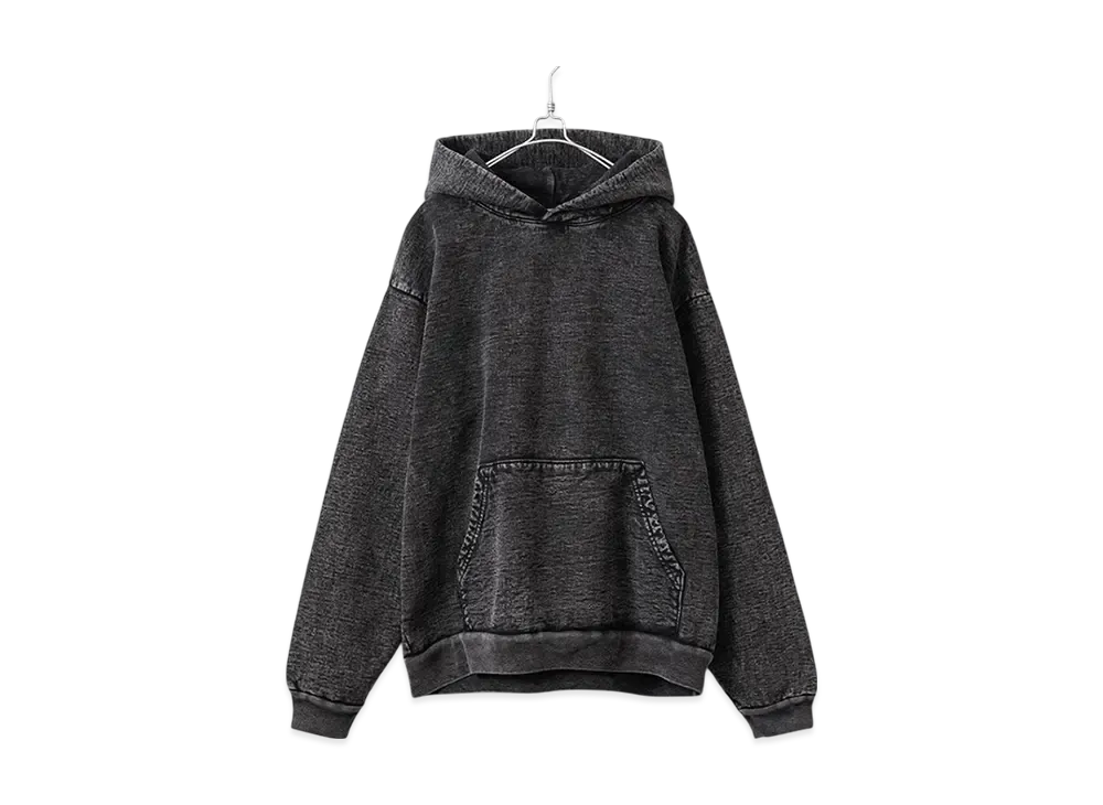 Los Angeles Apparel 14oz Mineral Wash Heavy Fleece Pullover Hoodie Sweat Parka "Carbon Black"