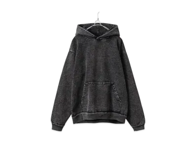 Los Angeles Apparel 14oz Mineral Wash Heavy Fleece Pullover Hoodie Sweat Parka "Carbon Black"