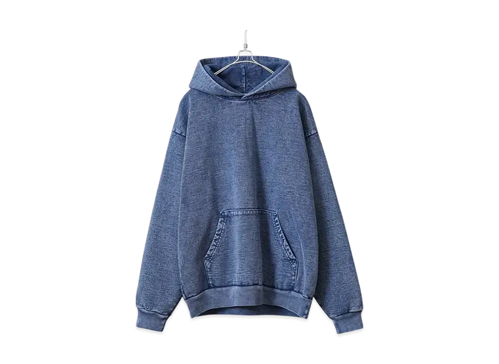 Los Angeles Apparel 14oz Mineral Wash Heavy Fleece Pullover Hoodie Sweat Parka "Indigo"