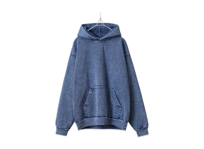 Los Angeles Apparel 14oz Mineral Wash Heavy Fleece Pullover Hoodie Sweat Parka "Indigo"