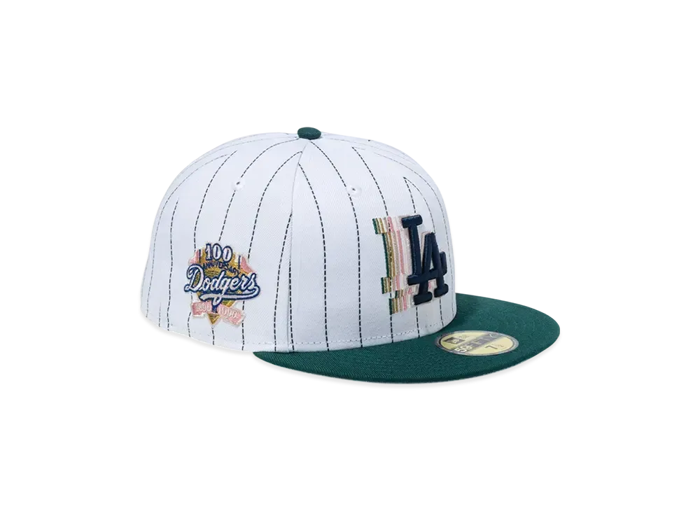 NEW ERA 59Fifty White Pinstripe Los Angeles Dodgers Cooperstown "White/Green"