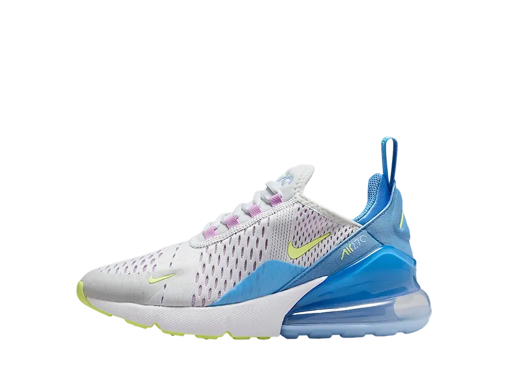 Nike GS Air Max 270 "Pure Platinum/Rush Fuchsia/Blue Beyond/Light Lemon Twist"
