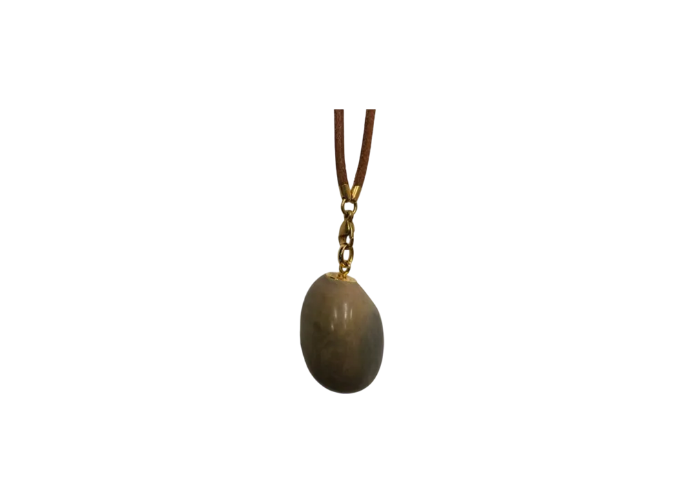 Hermes Stone Leather Necklace "Brown/Gold"