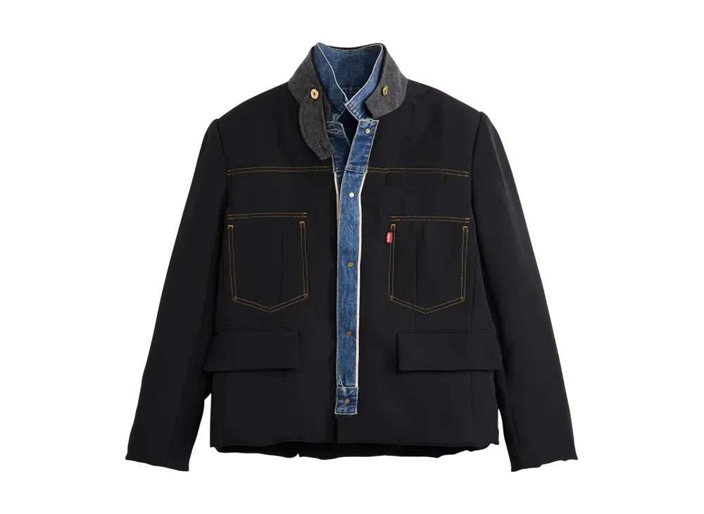 sacai x LEVI'S Men's Denim x Matelasse Twill Reversible Blouson "Blue/Black"