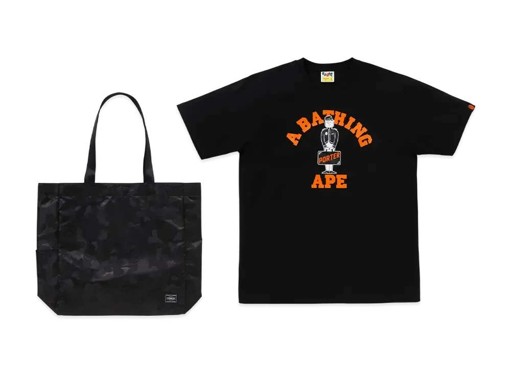 A BATHING APE x PORTER STAND Bape X Porter Stand Tee & Tote Bag Set "Black"