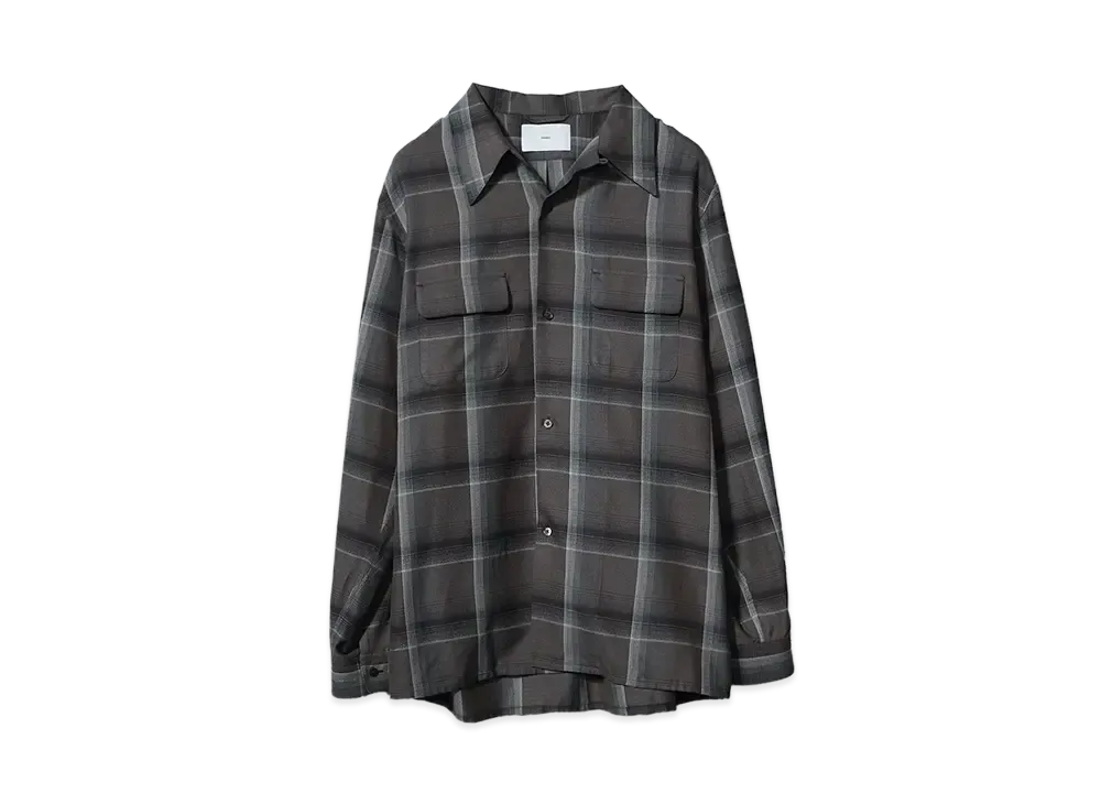 SUGARHILL OMBRE PLAID OPEN COLLAR SHIRTS "DARK PURPLE"