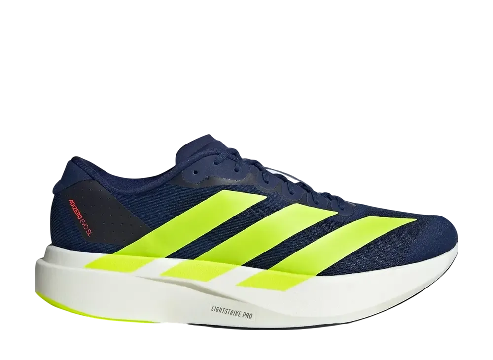 アディダス アディゼロ エヴォ SL "ダークブルー/ソーラースライム/ルシッドレッド"