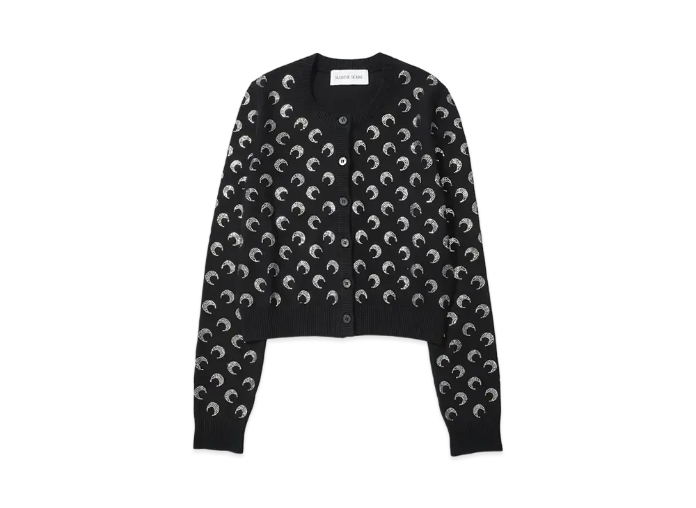 Marine serre MOON STRASS KNIT FITTED CARDIGAN "BLACK"