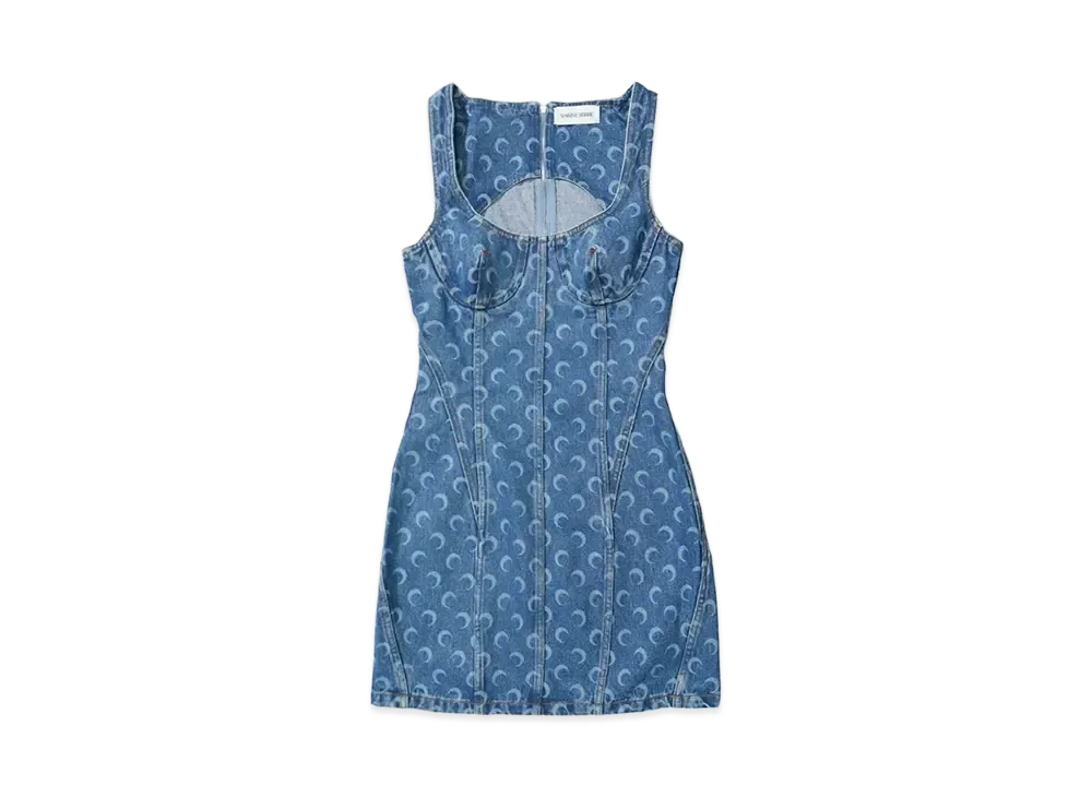 Marine serre MOON LASER DENIM MINI DRESS "LIGHT BLUE"