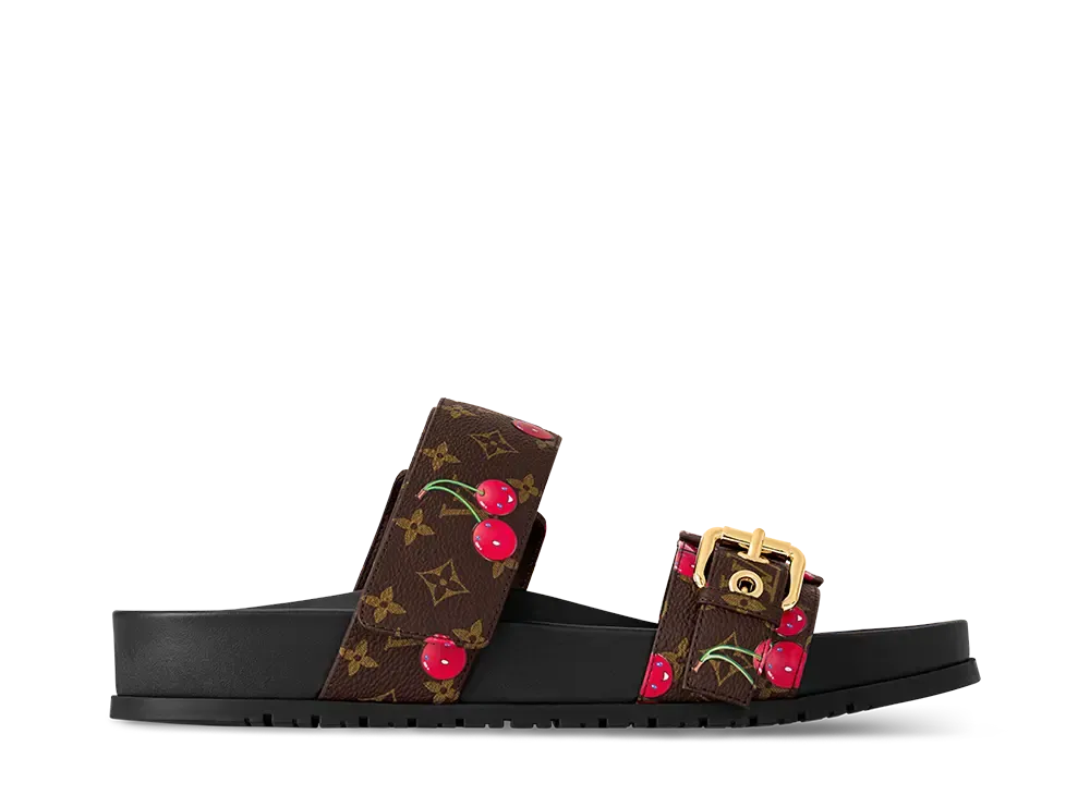 Takashi Murakami × Louis Vuitton Women's Bom Dia Flat Comfort Mule "Marron"