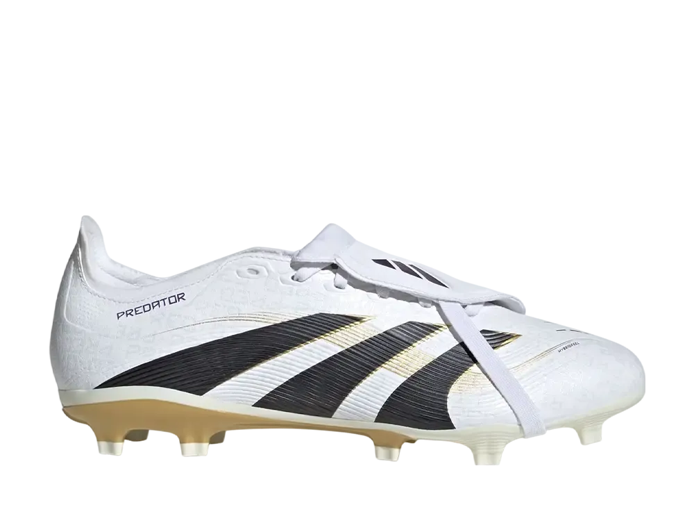 adidas Predator League Foldover Tongue FG Cleats "Cloud White/Core Black/Gold Metallic"
