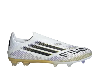 adidas F50 League Laceless FG Cleats "Cloud White/Core Black/Gold Metallic"