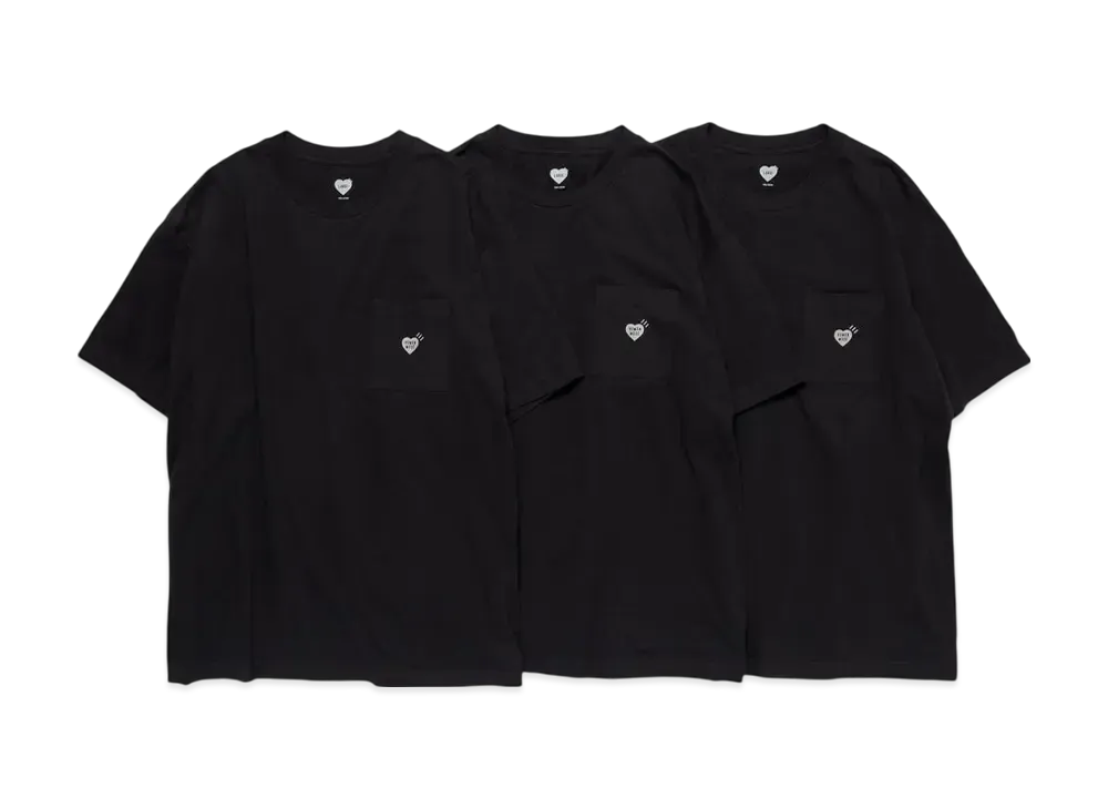 ヒューマンメイド ポケット3パックポケットTシャツセット "ブラック" 