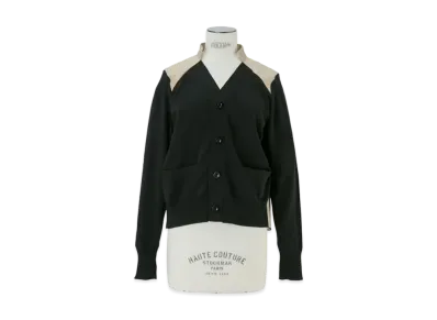 sacai Cotton Gabardine x Knit Cardigan "Black/Beige"