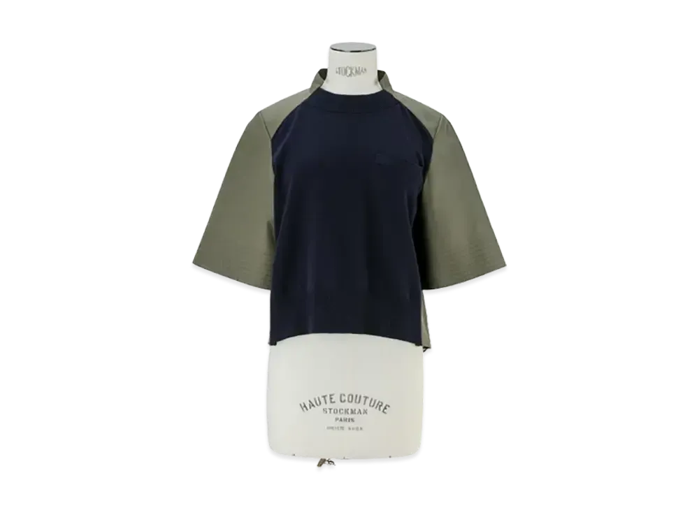 sacai Cotton Gabardine x Knit Pullover "Navy/Khaki"
