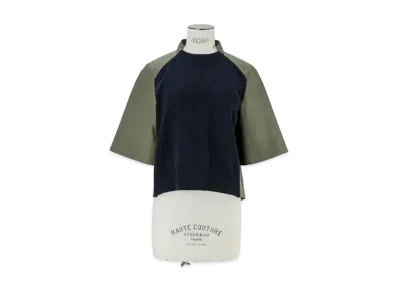 sacai Cotton Gabardine x Knit Pullover "Navy/Khaki"