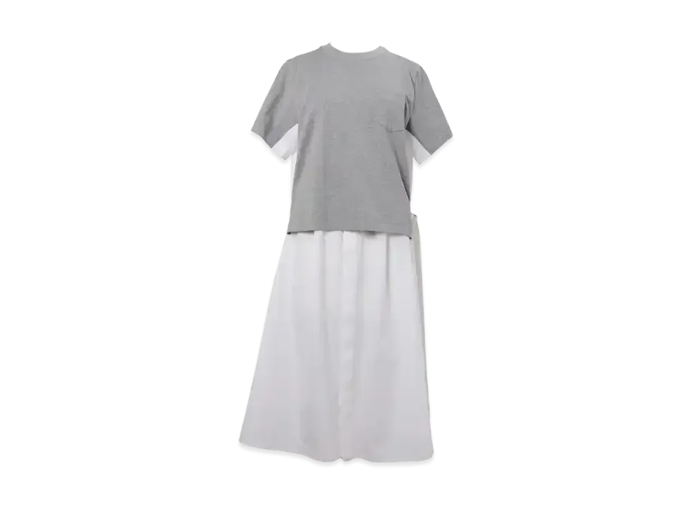 sacai Cotton Poplin x Cotton Jersey Dress "Light Grey/Off White"