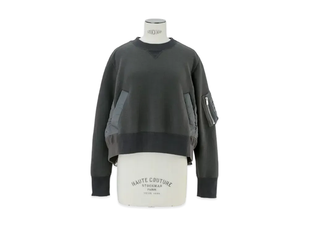 sacai Sponge Sweat x Nylon Twill Pullover "Charcoal Gray/Charcoal Gray"