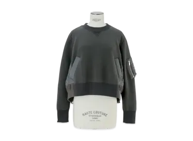 sacai Sponge Sweat x Nylon Twill Pullover "Charcoal Gray/Charcoal Gray"