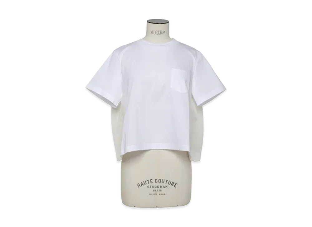 sacai Nylon Twill x Cotton Jersey T-Shirt "White/Off White"