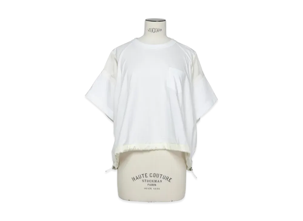 sacai Satin x Cotton Jersey T-Shirt "White/Off White"