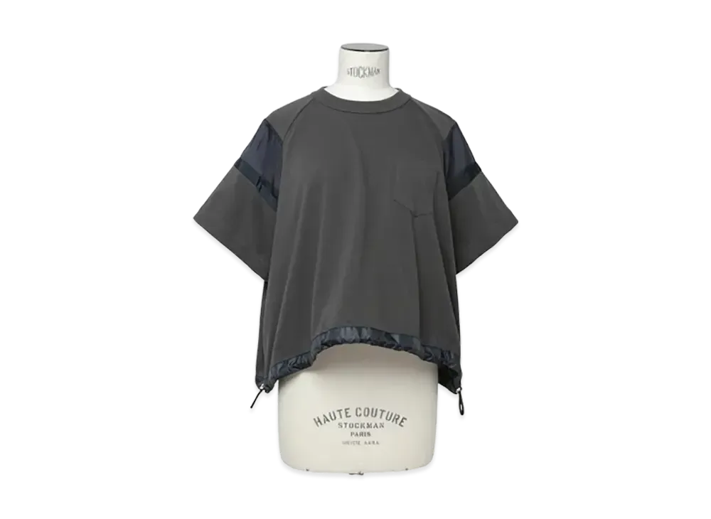 sacai Satin x Cotton Jersey T-Shirt "Charcoal Gray/Navy"