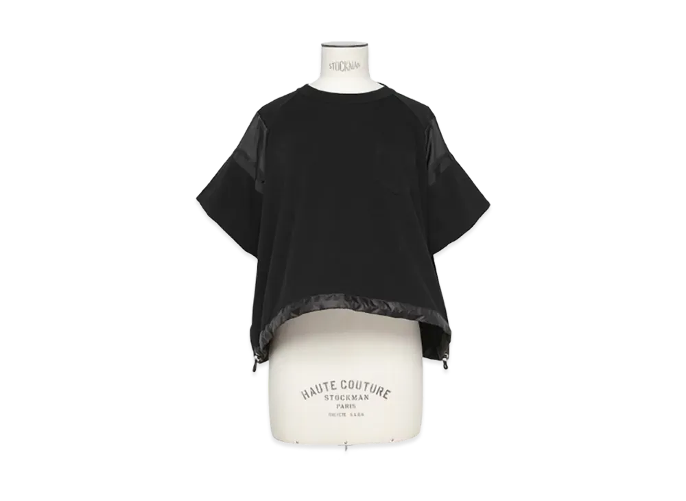 sacai Satin x Cotton Jersey T-Shirt "Black/Black"