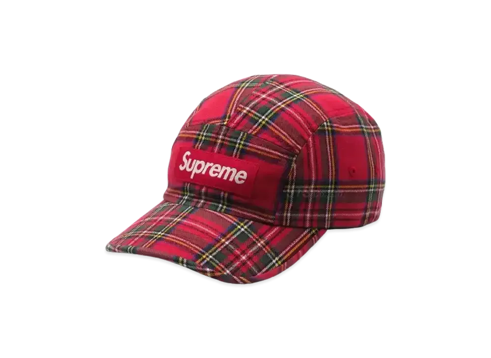 Supreme Washed Chino Twill Camp Cap (20FW) "Red Tartan"