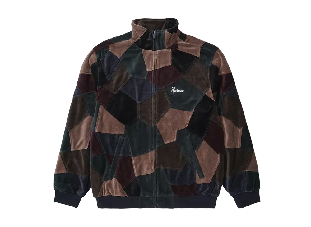 Supreme Patchwork Velour Track Jacket "Dark Navy"