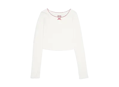 HTH Heart Pattern Cropped Long Tee "WHITE"