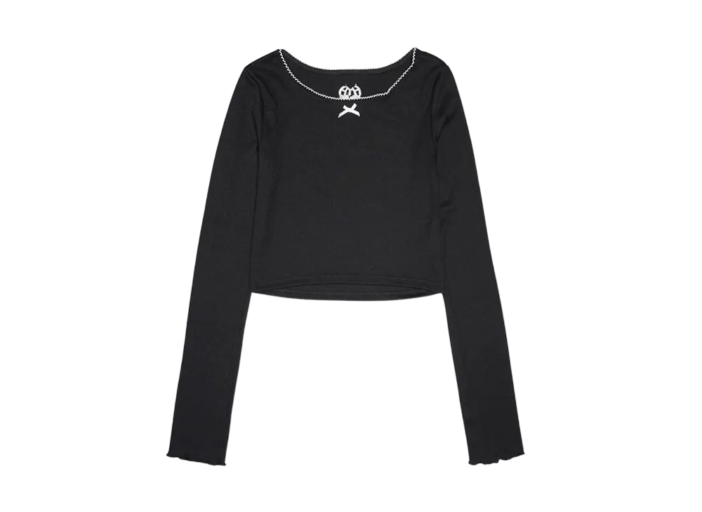 HTH Heart Pattern Cropped Long Tee "BLACK"