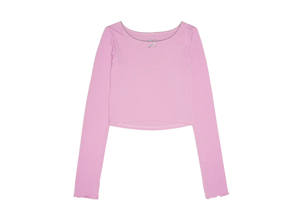 HTH Heart Pattern Cropped Long Tee "PINK"