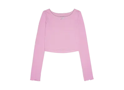 HTH Heart Pattern Cropped Long Tee "PINK"