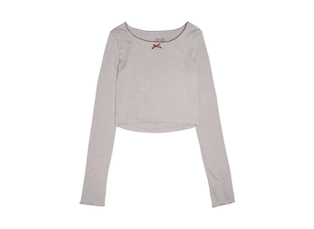 HTH Heart Pattern Cropped Long Tee "GRAY"