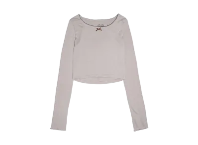 HTH Heart Pattern Cropped Long Tee "GRAY"