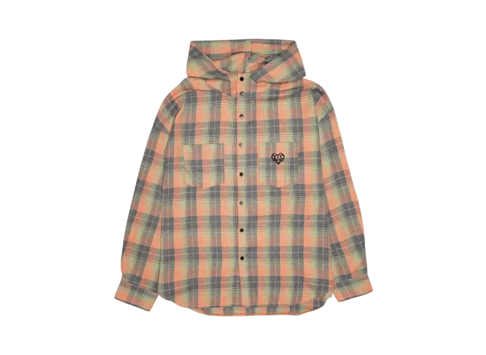 HTH check hood shirt "ORANGE"
