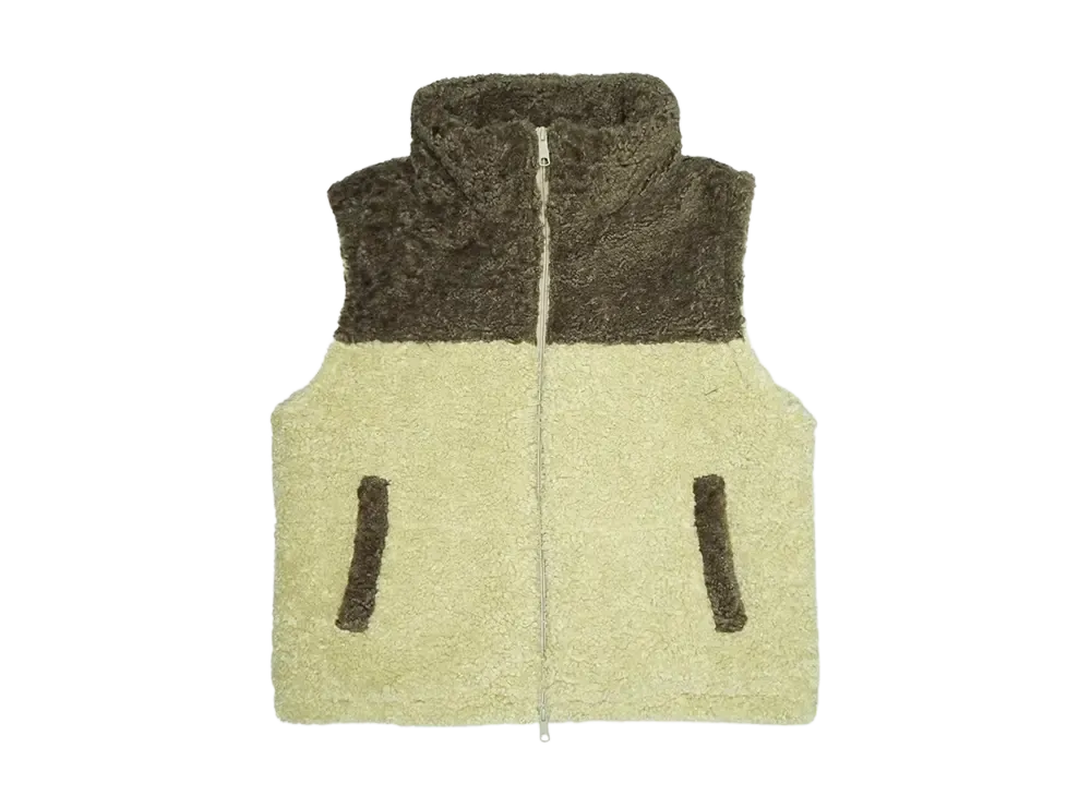 HTH boa vest "BROWNxGREEN"